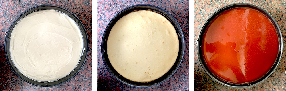 príprava cheesecaku v jednotlivých krokoch